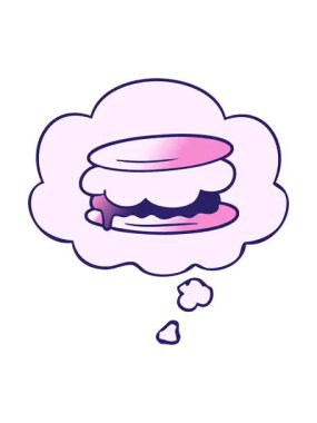 Düşünce baloncuğu yumuşak eğimli smore çizgi filminin efekt animasyonunu göster