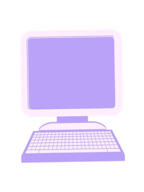 Bir bilgisayarın düz renk illüstrasyonunu salla