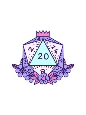 Dikkat çekici bir animasyon. Çiçekli 20 D20 zarları yuvarlıyor.