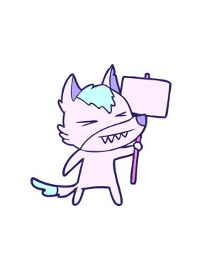 Pankartlı kızgın kurt çizgi filminin dönen hareketli animasyonu