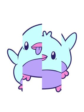 Tatlı bir penguen karikatürünü bölme hareketi