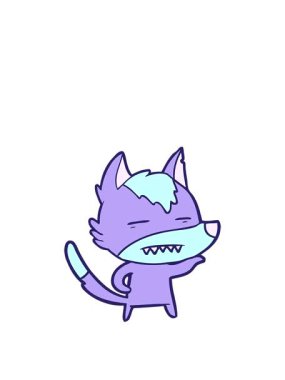 Dişlerini gösteren bir kurdun animasyonunu genişletiyor.