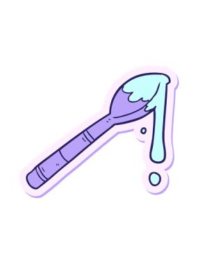 Bir çizgi film kaşık dolusu bal çıkartmasının titreşimli hareketi.