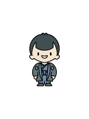 Geleneksel kıyafetler giyen bir Japon 'un canlandırma efekti.