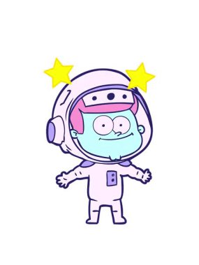 dönen yıldızlar bir astronot çizgi filminin animasyonu