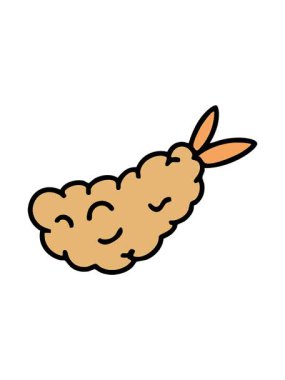 Japon tempura kızarmış shimp aperatifinin dönen hareketli animasyonu