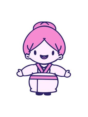 Kollarını açmış mutlu bir Japon kadının hareketli animasyonu.