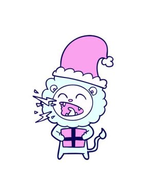 Neon ışık efekti çizgi film kükreyen aslanının hediyeli animasyonu