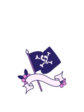 Geleneksel dövmenin korsan bayrağı ile hareketli animasyonu