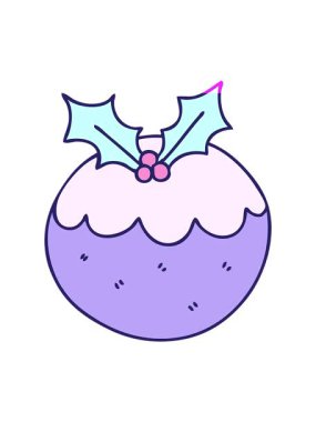 Karikatür çizilmiş Noel pudinginin animasyonunu aç.