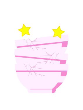 dönen yıldızlar eski kırık kaseler yığınının animasyonu grafik vektör resimleme simgesi