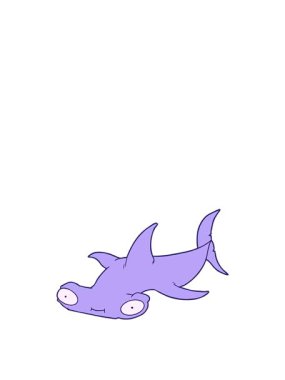 Çizgi film çekiç başlı köpekbalığının yükselişi ve yüzüşü