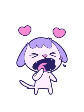 Karikatür köpeğinin havlamasının dönen kalpleri.