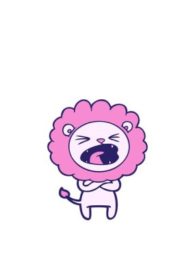 stretching up animation of cartoon angry lion