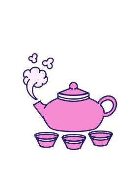 Yanıp sönen radyal çizgiler Japon çay demliğinin buharlı tasarımı.