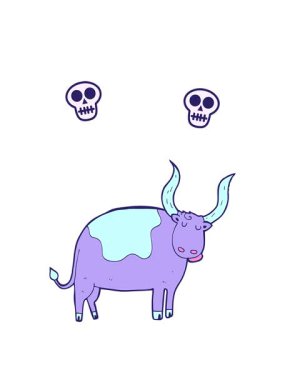 karikatür öküz kafatası animasyonu
