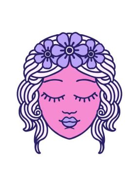 Bob ve Duraklat simgesel dövme imajının animasyonunu Bir bakirenin yüzü