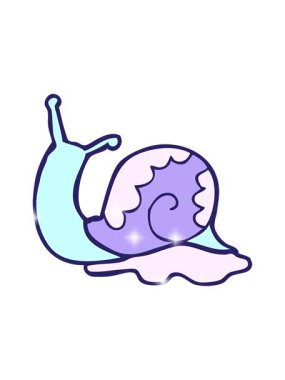 Bir salyangozun karikatür çiziminin ışıltılı etkisi