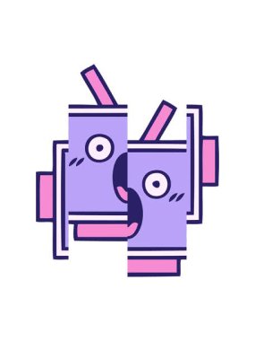 Sevimli robot kafasının bölünmüş hareket animasyonu