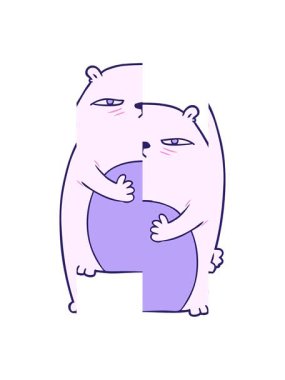 Çizgi filmin bölünmüş hareketli animasyonu. Sinirli ayı.