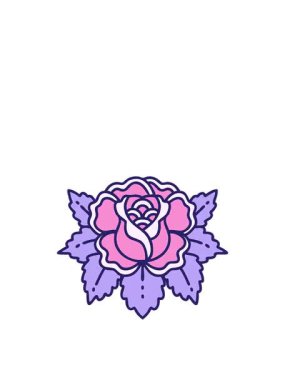 Bir gülün ikonik dövme görüntüsünün zıplama hareketi animasyonu