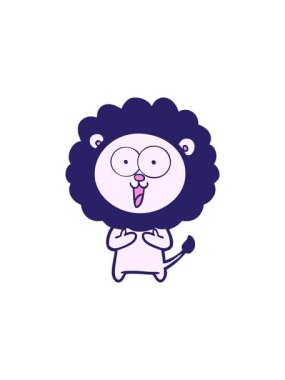 Mutlu çizgi film karakteri şirin aslanın dikkat çekici animasyonu.