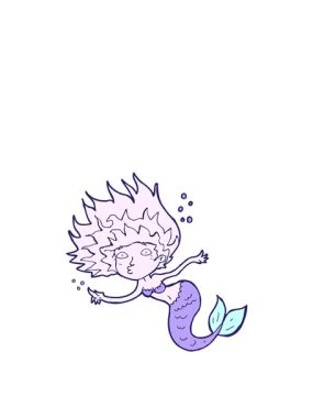 Çizgi film deniz kızı illüstrasyonunun yükselişi ve süzülmesi