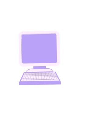 Bir bilgisayarın düz renk illüstrasyonunun yatay titreşimli animasyonu