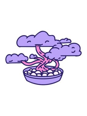 Geleneksel Japon bonsai ağacının animasyonunu salla ve durdur