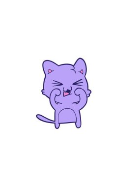 Çizgi filmdeki kedi tıslamasının yatay titreşimli animasyonu