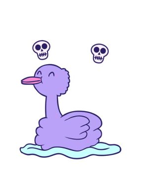 Yüzen ördek çizgi filminin kafatası animasyonu