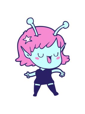 Mutlu uzaylı kız tasarımının ışık efekti