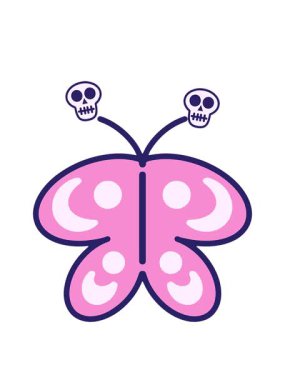 basit sevimli kelebek çiziminin kafatası animasyonu