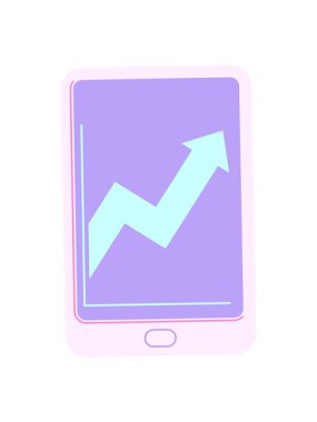 Ticari performans grafik vektör resimleme simgesini gösteren elektronik tabletin hareketli canlandırmasını oynat