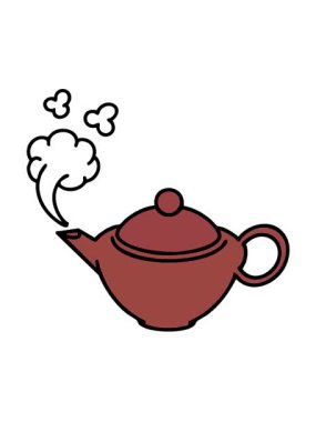 Buharı tüten bir Japon çay illüstrasyonunun titreşimli hareketli animasyonu