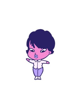 Çizgi film kadınının neon paletinin radyoaktif parlak animasyonu