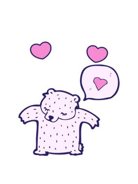 Karikatür gibi kalbi olan kutup ayısının dönen kalpleri.