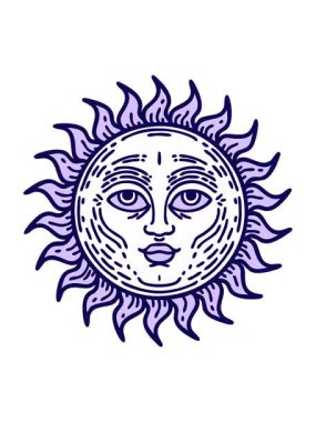 neon ışık efektleri dövme stili yüzlü bir güneşin canlandırması