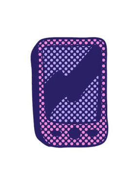 kırmızı bir cep telefonunun karikatür karalamalarının efekti