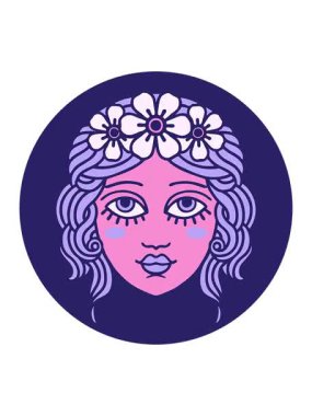 Basınç, çiçek tacıyla dövmeli yüz çiziminin canlandırması