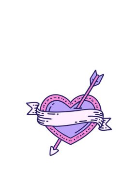 Bir okun kalbi ve sancağının ikonik dövme tarzının animasyonunu genişletiyor