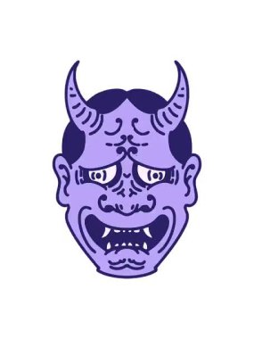 Japon tiyatro kabuki maskesinin titrek hareketli animasyonu