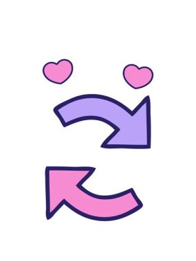 dönen kalpler sevimli bir ok çizgi filminin animasyonu