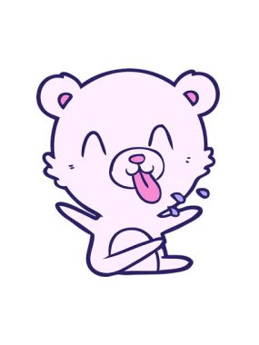 Dilini dışarı çıkaran kaba çizgi film kutup ayısının hareketli animasyonu