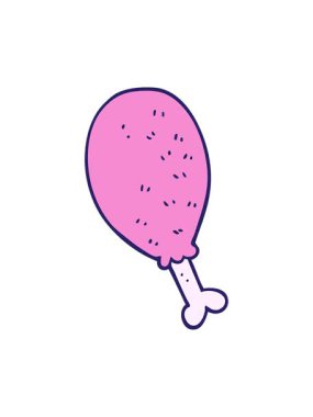 Çizgi film animasyonunun pixelize etkisi tavuk budu pişmiş