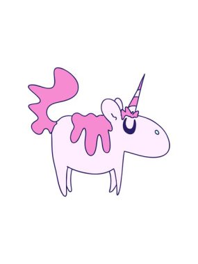 Dikkat çekici el çizimi tek boynuzlu at görüntüsü.