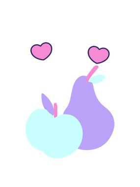 dönen kalp animasyonu bir elma ve bir armut