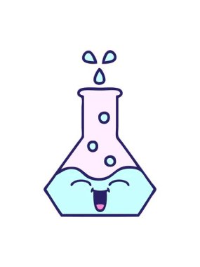 Bir bilim şişesinin karikatür çiziminin canlandırma efekti