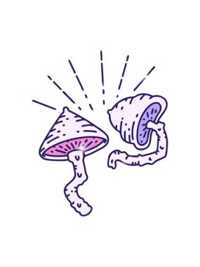 Geleneksel dövme stili mantarların çiziminin simge etkisi