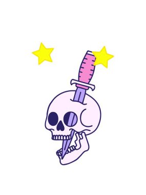 dönen yıldızlar bir kafatasının ikonik dövme şeklindeki görüntüsü